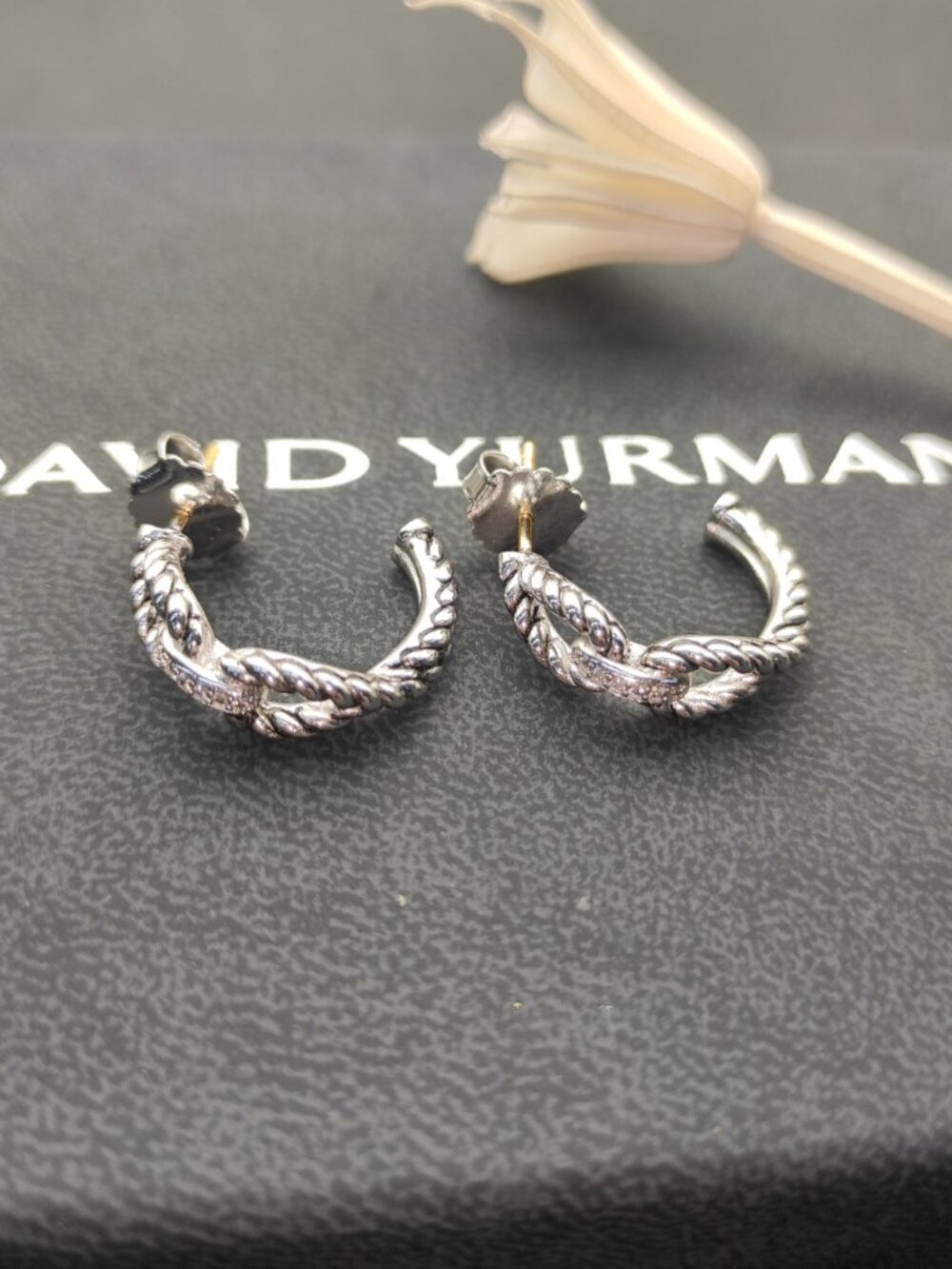 David Yurman 925 Silver Earrings with Original Pouch